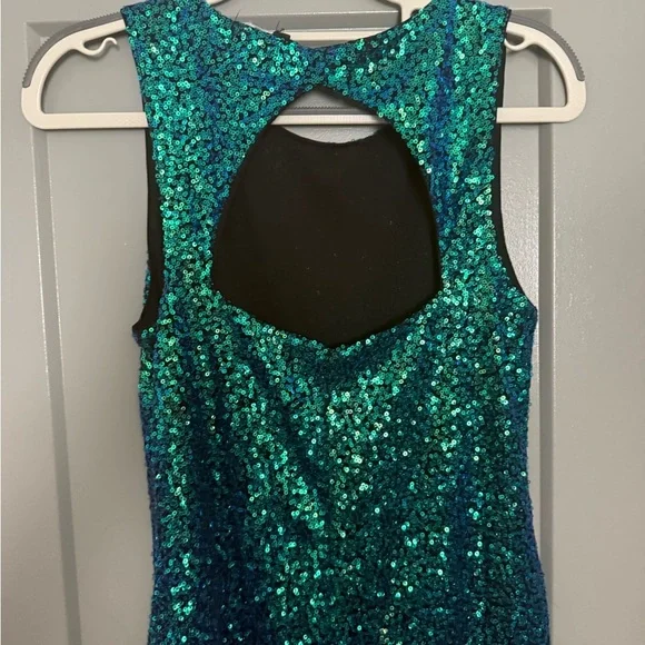 H&M Green Sequin Sheath Mini Dress - Picture 5 of 8
